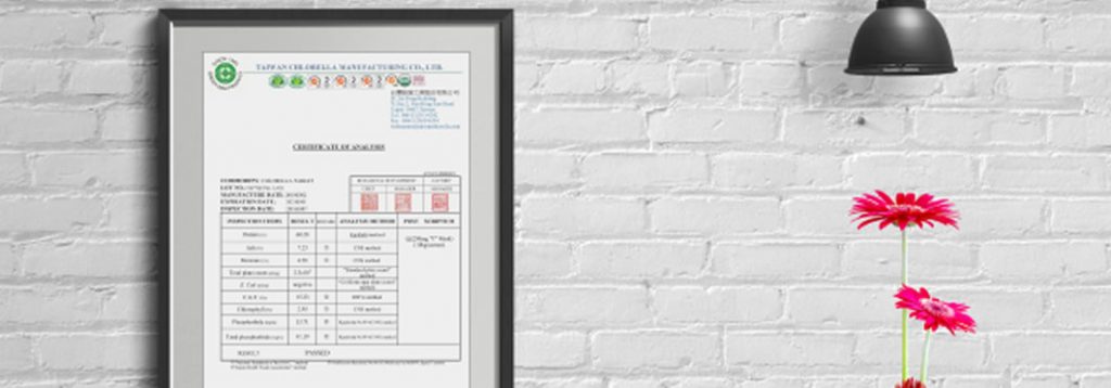 spirulina and chlorella certificate of analysis