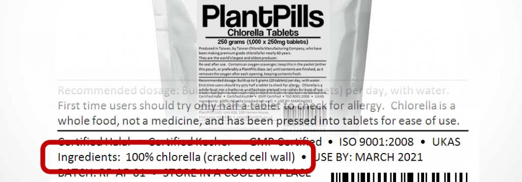 spirulina and chlorella ingredients