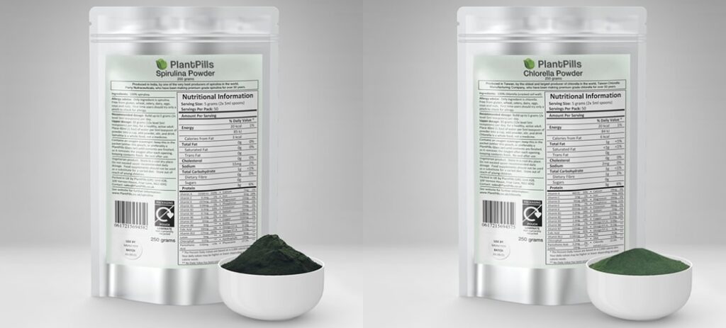 PlantPills Spirulina and Chlorella Powders